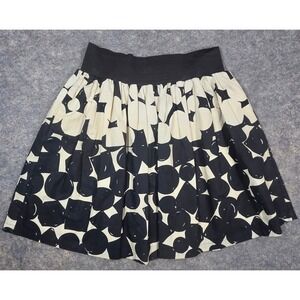 We Love Vera Anthropologie Black Cream Geometric Circle Print Mini Skirt Size 4